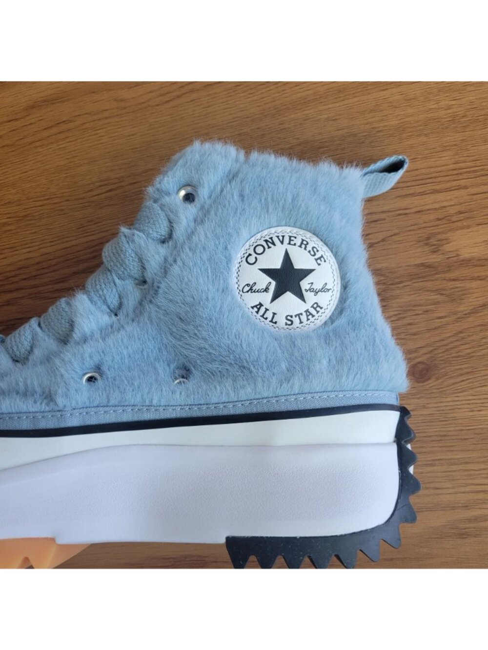 ❤️Converse Run Star Hike Hi Platform Faux Fur 9 Men's Shoes Sneaker Blue A13381C - Picture 4 of 9